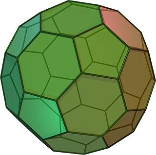 
							
								A polyhedron with 20 hexagonal faces and 12 pentagonal faces
							
							